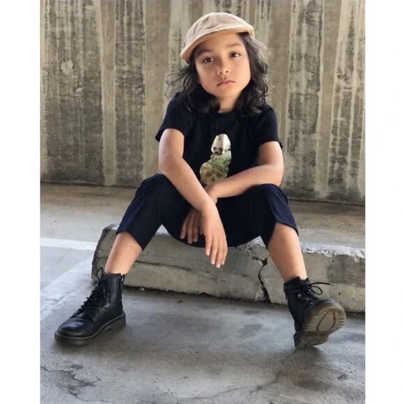 DR. MARTENS Delaney Black Leather Lace-Up Combat Boots 5 - Picture 2 of 16